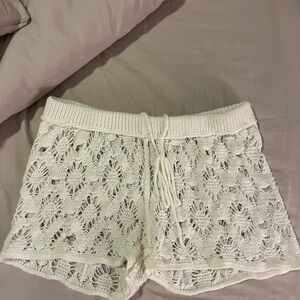 Edikted Cream Crochet Women Shorts